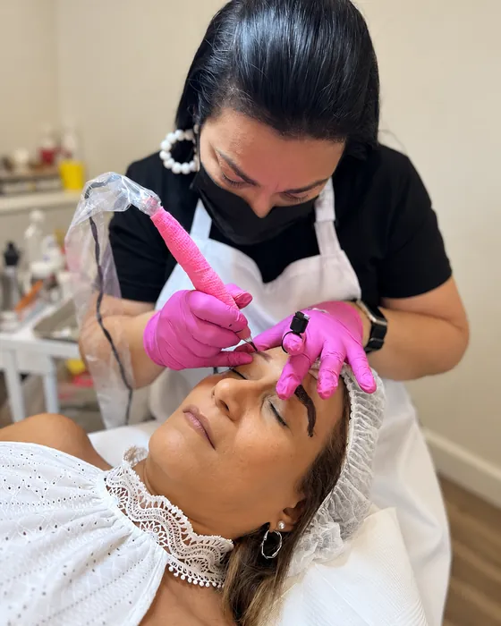 Microblading session in the studio